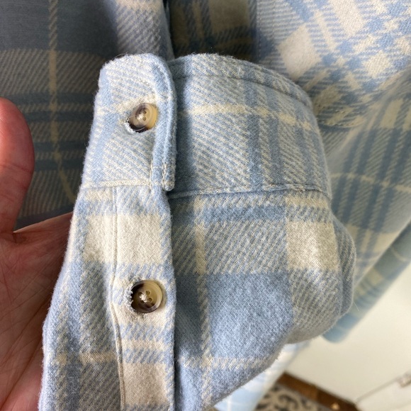 Casa Cabana women XL Sienna soft blue white plaid button flannel Shirt Pockets - Picture 5 of 11